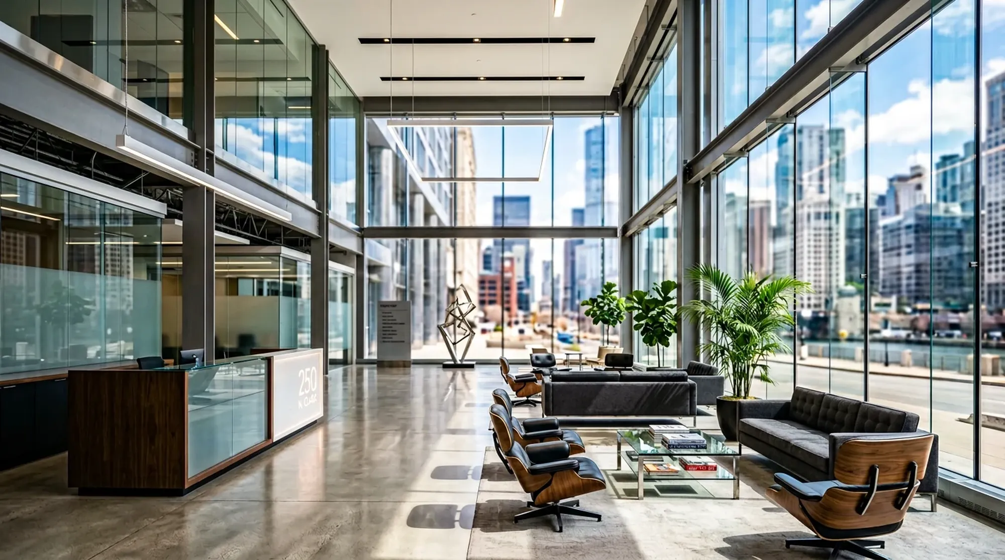 Nowoczesne wnętrze centrum biurowego w Chicago — kontekst projektu urbandaygesture.com