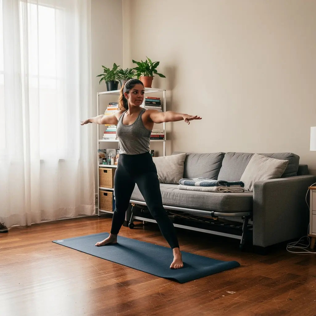 Современный дизайн маленькой квартиры с удобными местами для хранения.