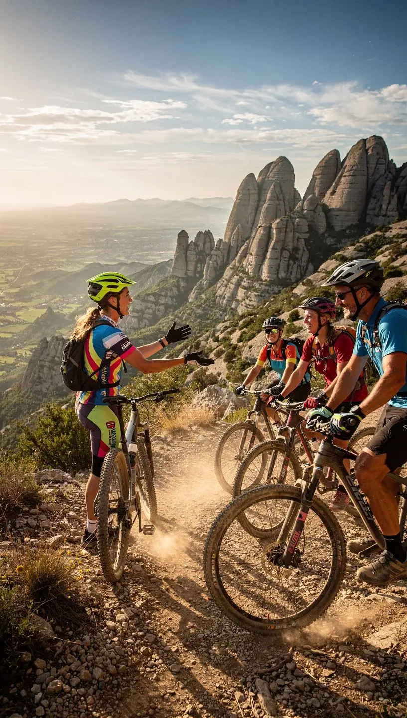 Guía profesional explicando el itinerario a un grupo de excursionistas antes de iniciar una caminata.